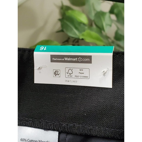 Time & Tru Womens Black Cotton Mid Rise Pull On Comfort Waist Dress Pant Size 16 - Picture 6 of 10